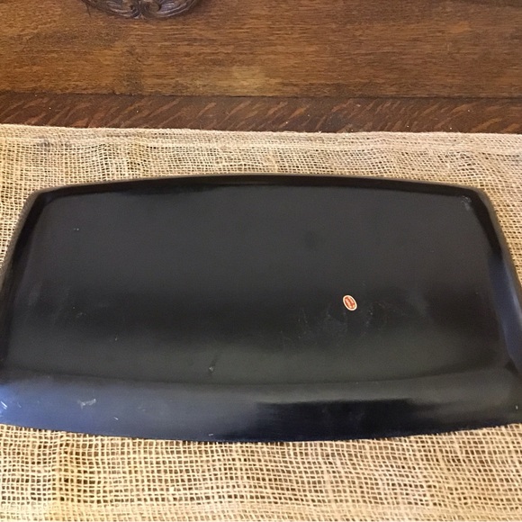 Vintage Japanese lacquered serving tray with faux rattan edges and fruit design - Picture 6 of 7